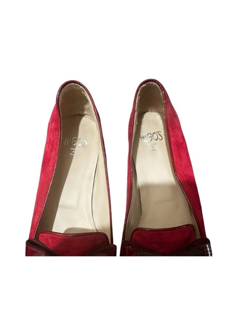 HEGOS Italy Real Suede Ballet Flat Loafers Womens 41 10 Red Bow Classic Preppy - Picture 8 of 14